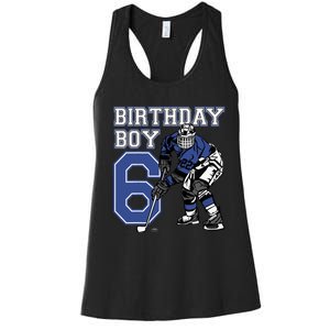  6 Year Old Ice Hockey Themed Birthday Party 6th Boy Gift Women's Racerback Tank