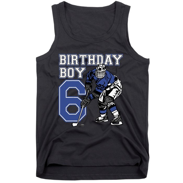  6 Year Old Ice Hockey Themed Birthday Party 6th Boy Gift Tank Top