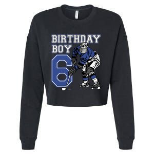  6 Year Old Ice Hockey Themed Birthday Party 6th Boy Gift Cropped Pullover Crew