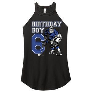  6 Year Old Ice Hockey Themed Birthday Party 6th Boy Gift Women's Perfect Tri Rocker Tank