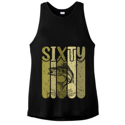 60 Years Old Walleye Fishing 60th Birthday Ladies PosiCharge Tri-Blend Wicking Tank