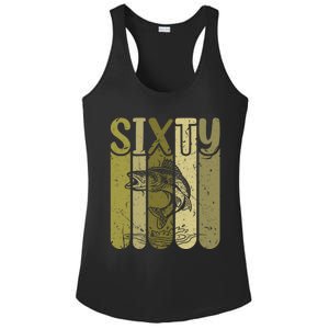 60 Years Old Walleye Fishing 60th Birthday Ladies PosiCharge Competitor Racerback Tank