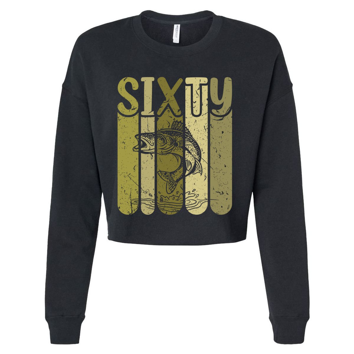 60 Years Old Walleye Fishing 60th Birthday Cropped Pullover Crew