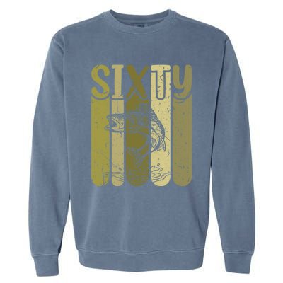 60 Years Old Walleye Fishing 60th Birthday Garment-Dyed Sweatshirt