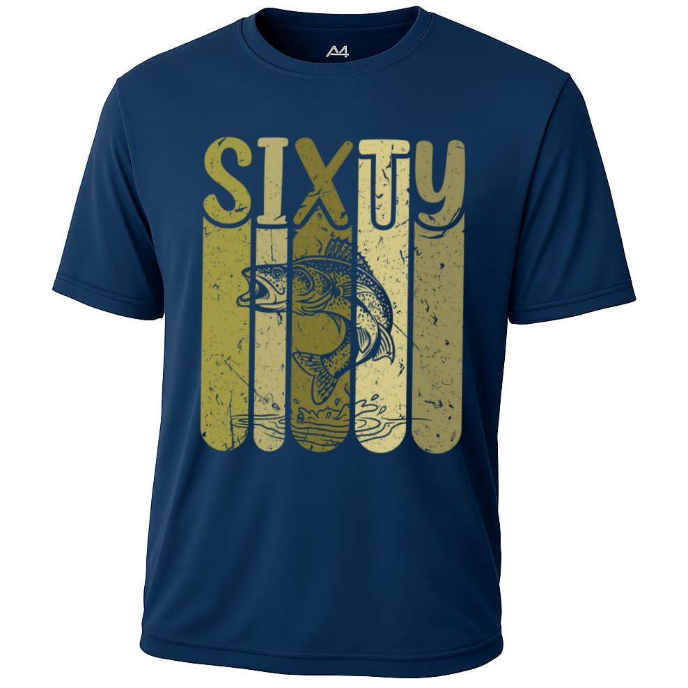 60 Years Old Walleye Fishing 60th Birthday Cooling Performance Crew T-Shirt