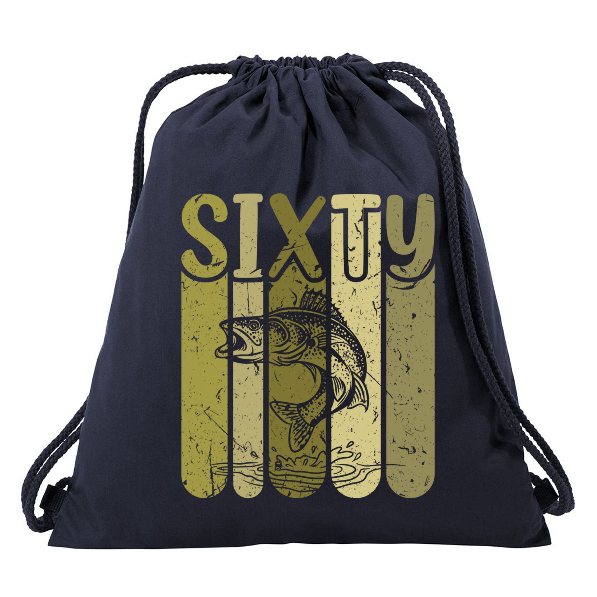 60 Years Old Walleye Fishing 60th Birthday Drawstring Bag