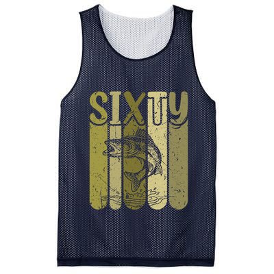 60 Years Old Walleye Fishing 60th Birthday Mesh Reversible Basketball Jersey Tank