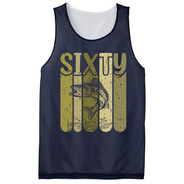 60 Years Old Walleye Fishing 60th Birthday Mesh Reversible Basketball Jersey Tank