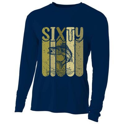 60 Years Old Walleye Fishing 60th Birthday Cooling Performance Long Sleeve Crew