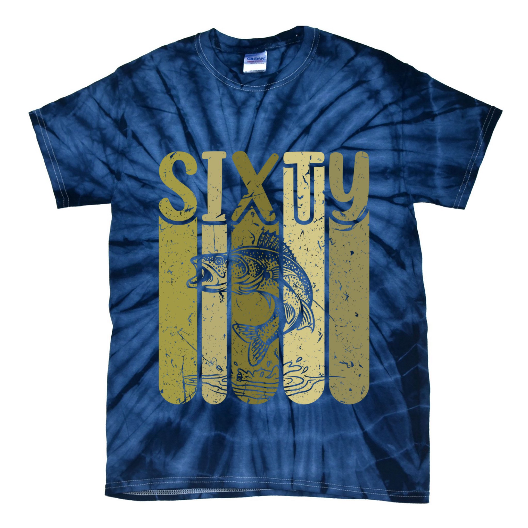 60 Years Old Walleye Fishing 60th Birthday Tie-Dye T-Shirt