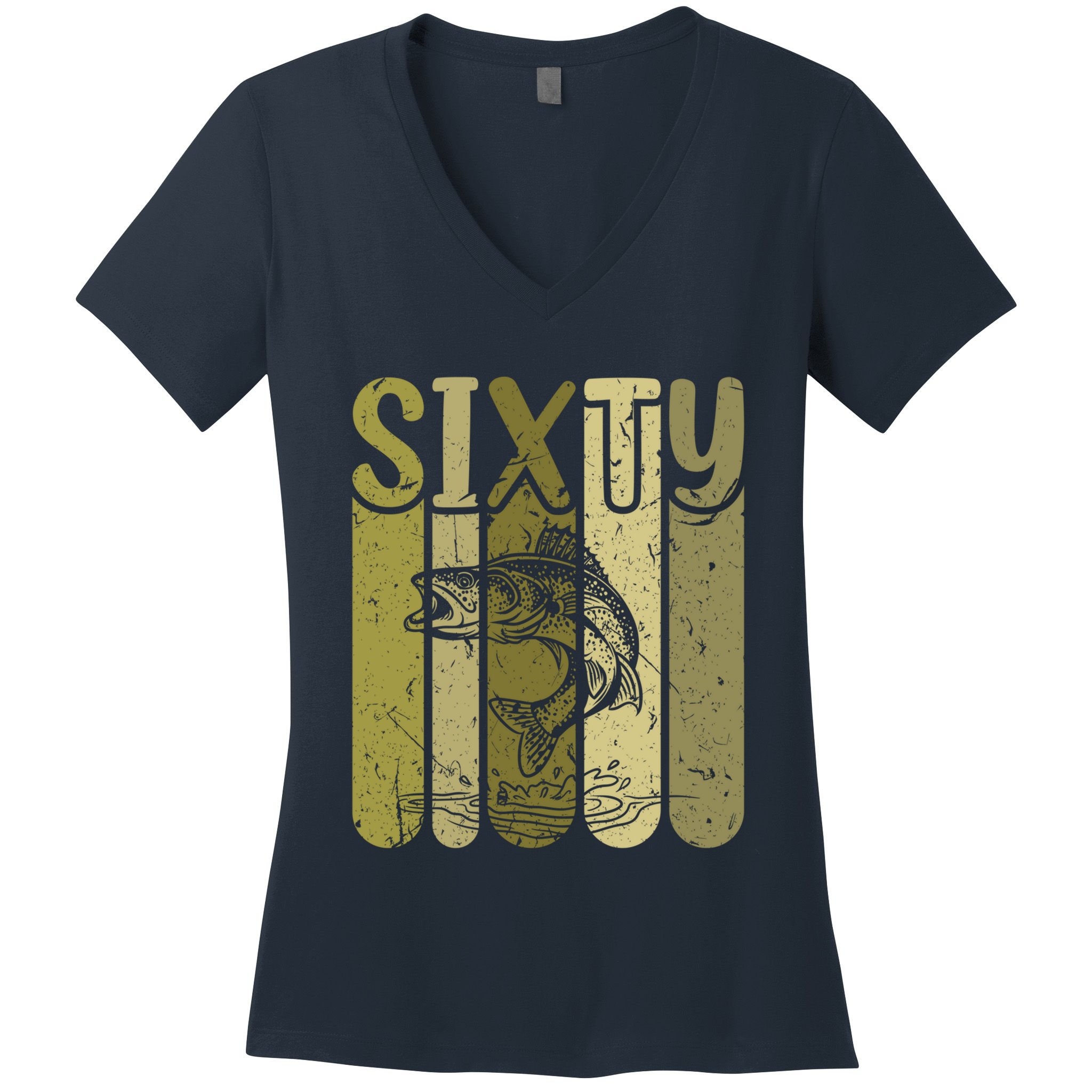 60 Years Old Walleye Fishing 60th Birthday Women's V-Neck T-Shirt
