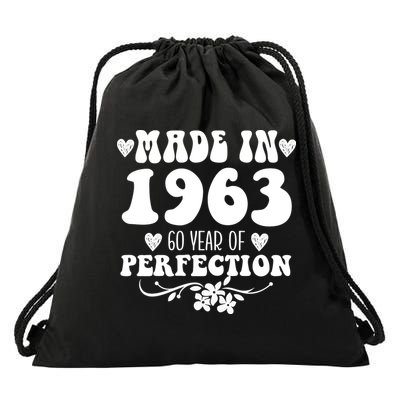 60 Year Old Made In 1963 Floral 60th Birthday Gifts Drawstring Bag