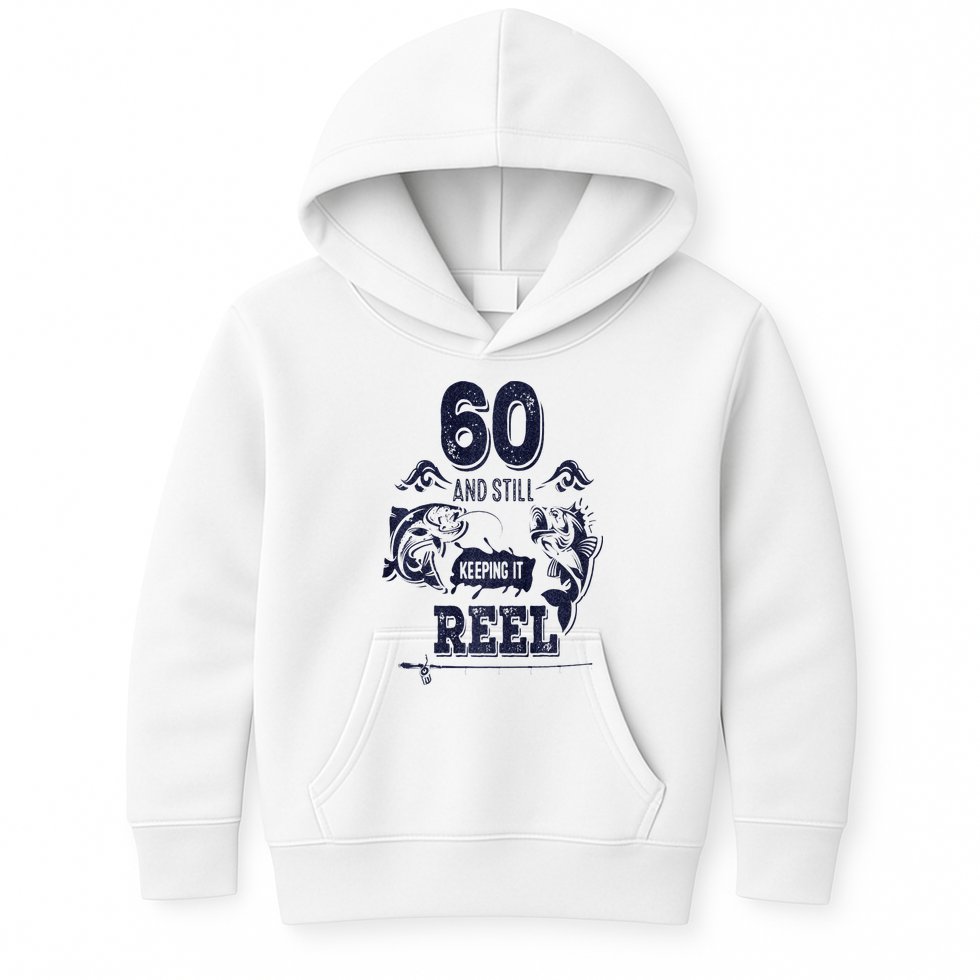 60 Years Old Fisherman Keeping It Reel 60th Birthday Fishing Kids Hoodie