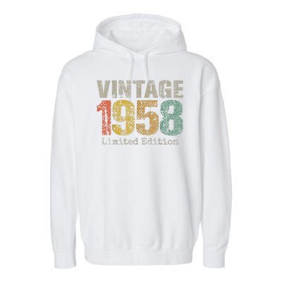 66 Year Old Gifts Vintage 1958 Limited Edition 66th Birthday Garment-Dyed Fleece Hoodie