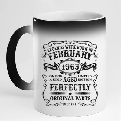 60 Year Old Birthday Gift Legends Were Born In February 1963 11oz Black Color Changing Mug