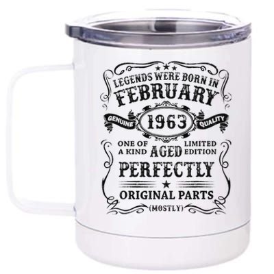 60 Year Old Birthday Gift Legends Were Born In February 1963 12 oz Stainless Steel Tumbler Cup