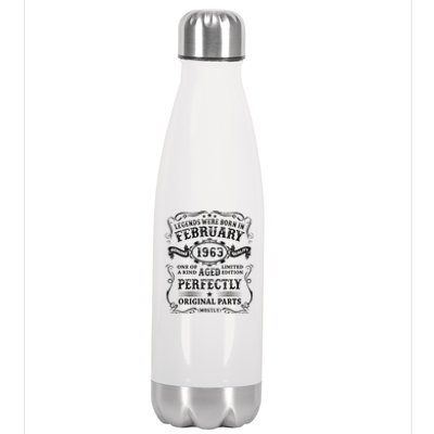 60 Year Old Birthday Gift Legends Were Born In February 1963 Stainless Steel Insulated Water Bottle