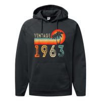 60 Year Old Gift Vintage 1963 Made In 1963 60th Birthday Performance Fleece Hoodie