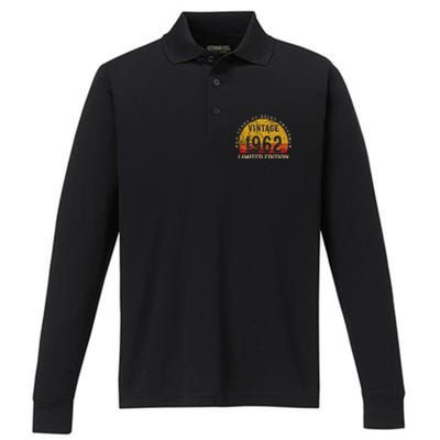 60 Year Old Gifts Retro Vintage 1962 Limited Edition 60th Birthday Performance Long Sleeve Polo