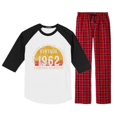 60 Year Old Gifts Retro Vintage 1962 Limited Edition 60th Birthday Raglan Sleeve Pajama Set