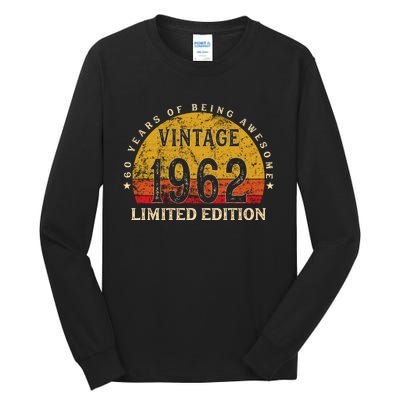 60 Year Old Gifts Retro Vintage 1962 Limited Edition 60th Birthday Tall Long Sleeve T-Shirt