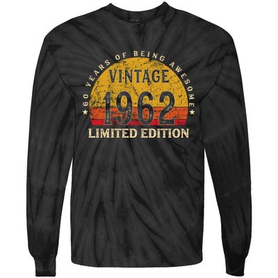 60 Year Old Gifts Retro Vintage 1962 Limited Edition 60th Birthday Tie-Dye Long Sleeve Shirt