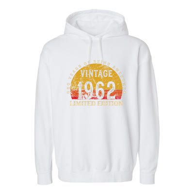 60 Year Old Gifts Retro Vintage 1962 Limited Edition 60th Birthday Garment-Dyed Fleece Hoodie