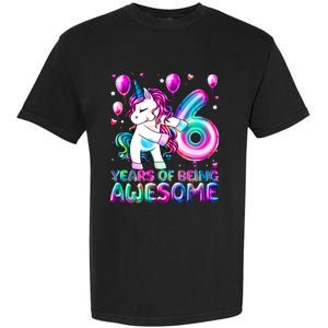 6 Years Of Being Awesome 6th Birthday Unicorn Party Garment-Dyed Heavyweight T-Shirt