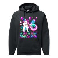 6 Years Of Being Awesome 6th Birthday Unicorn Party Performance Fleece Hoodie