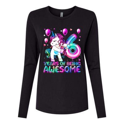 6 Years Of Being Awesome 6th Birthday Unicorn Party Womens Cotton Relaxed Long Sleeve T-Shirt