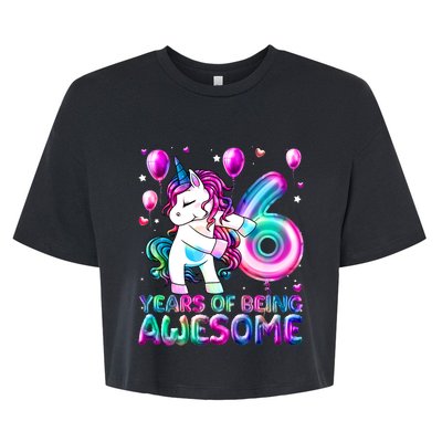 6 Years Of Being Awesome 6th Birthday Unicorn Party Bella+Canvas Jersey Crop Tee