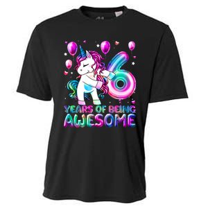 6 Years Of Being Awesome 6th Birthday Unicorn Party Cooling Performance Crew T-Shirt