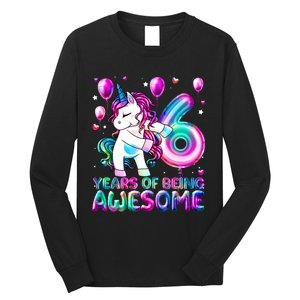 6 Years Of Being Awesome 6th Birthday Unicorn Party Long Sleeve Shirt