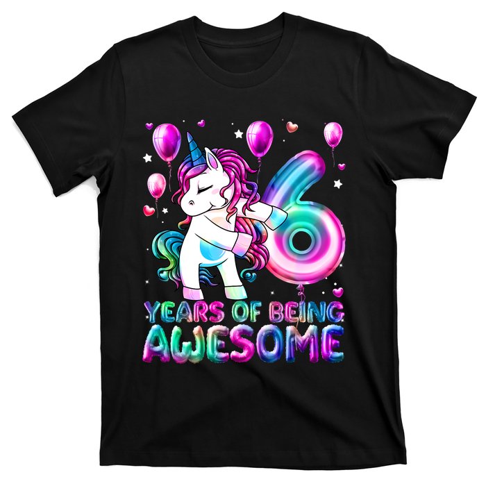 6 Years Of Being Awesome 6th Birthday Unicorn Party T-Shirt