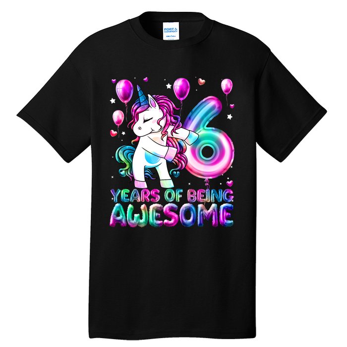 6 Years Of Being Awesome 6th Birthday Unicorn Party Tall T-Shirt