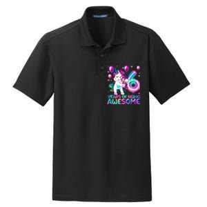 6 Years Of Being Awesome 6th Birthday Unicorn Party Dry Zone Grid Polo