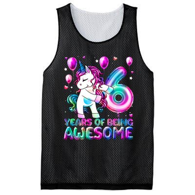 6 Years Of Being Awesome 6th Birthday Unicorn Party Mesh Reversible Basketball Jersey Tank