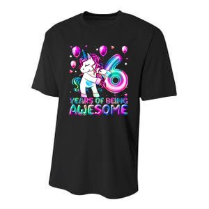 6 Years Of Being Awesome 6th Birthday Unicorn Party Youth Performance Sprint T-Shirt