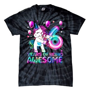 6 Years Of Being Awesome 6th Birthday Unicorn Party Tie-Dye T-Shirt