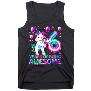 6 Years Of Being Awesome 6th Birthday Unicorn Party Tank Top