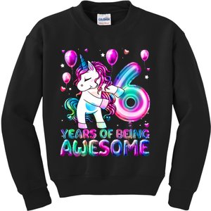 6 Years Of Being Awesome 6th Birthday Unicorn Party Kids Sweatshirt