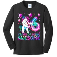 6 Years Of Being Awesome 6th Birthday Unicorn Party Kids Long Sleeve Shirt