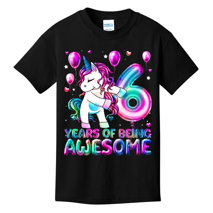 6 Years Of Being Awesome 6th Birthday Unicorn Party Kids T-Shirt