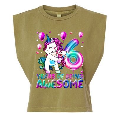 6 Years Of Being Awesome 6th Birthday Unicorn Party Garment-Dyed Women's Muscle Tee