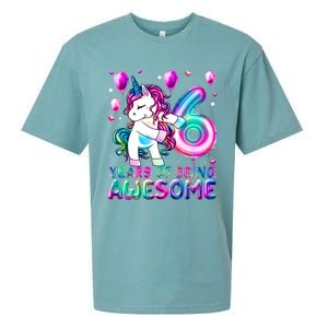 6 Years Of Being Awesome 6th Birthday Unicorn Party Sueded Cloud Jersey T-Shirt