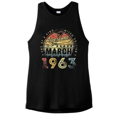 60 Year Old Awesome Since March 1963 60th Birthday Ladies PosiCharge Tri-Blend Wicking Tank