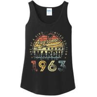 60 Year Old Awesome Since March 1963 60th Birthday Ladies Essential Tank