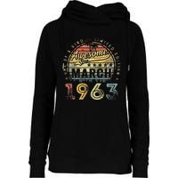 60 Year Old Awesome Since March 1963 60th Birthday Womens Funnel Neck Pullover Hood