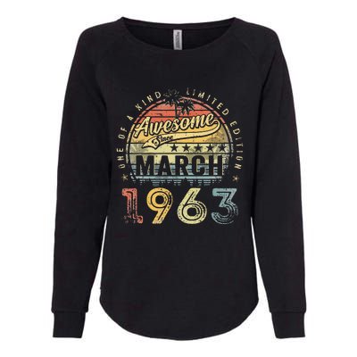 60 Year Old Awesome Since March 1963 60th Birthday Womens California Wash Sweatshirt