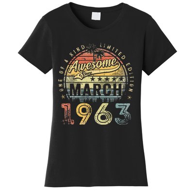 60 Year Old Awesome Since March 1963 60th Birthday Women's T-Shirt